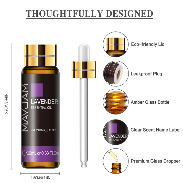 10Ml Essential Oil for Reed Diffusers Lavender Jasmine Eucalyptus Vanilla Mint Bergamot Aroma Oil for Soaps Candle Making